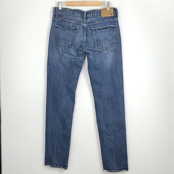 American Eagle Men's Slim Jeans Dark Blue Denim Fade 100% Cotton Size  30 X 34 - Picture 2 of 14